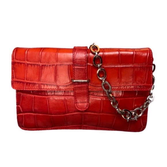 Furla Greta Red Croc-Embossed Chain Excellent condition - Picture 1 of 6